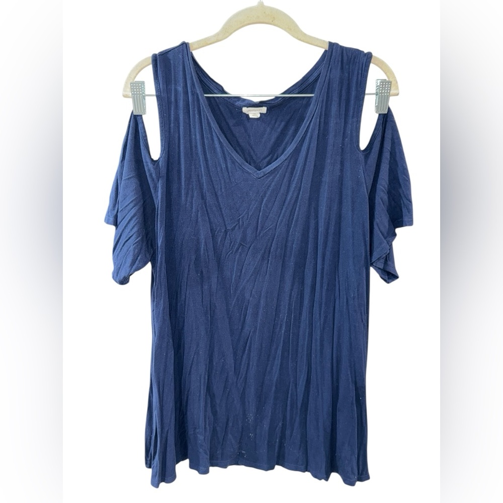 Westport Navy Cold Shoulder Blouse